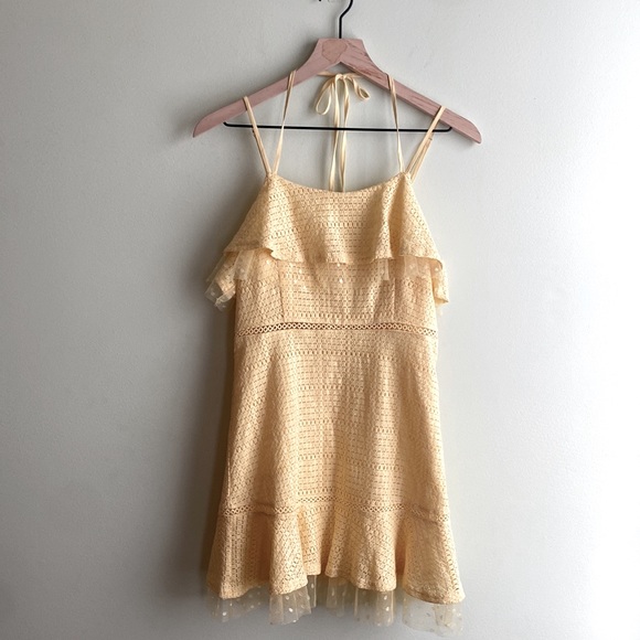 Revolve J.O.A. Lace Detail Ruffle Hem Mini Dress - Picture 3 of 7